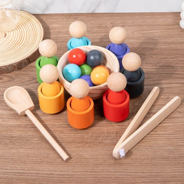 Balls Cups Peg Dolls Wooden Rainbow Toys