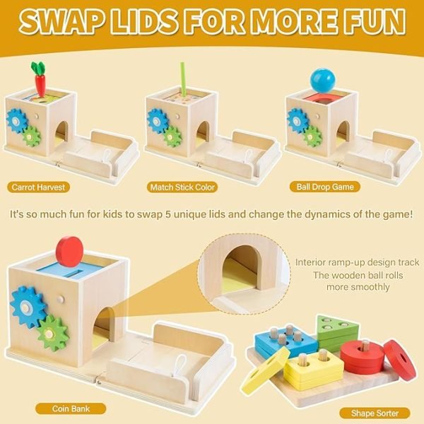 Wooden Montessori Object Permanence Box